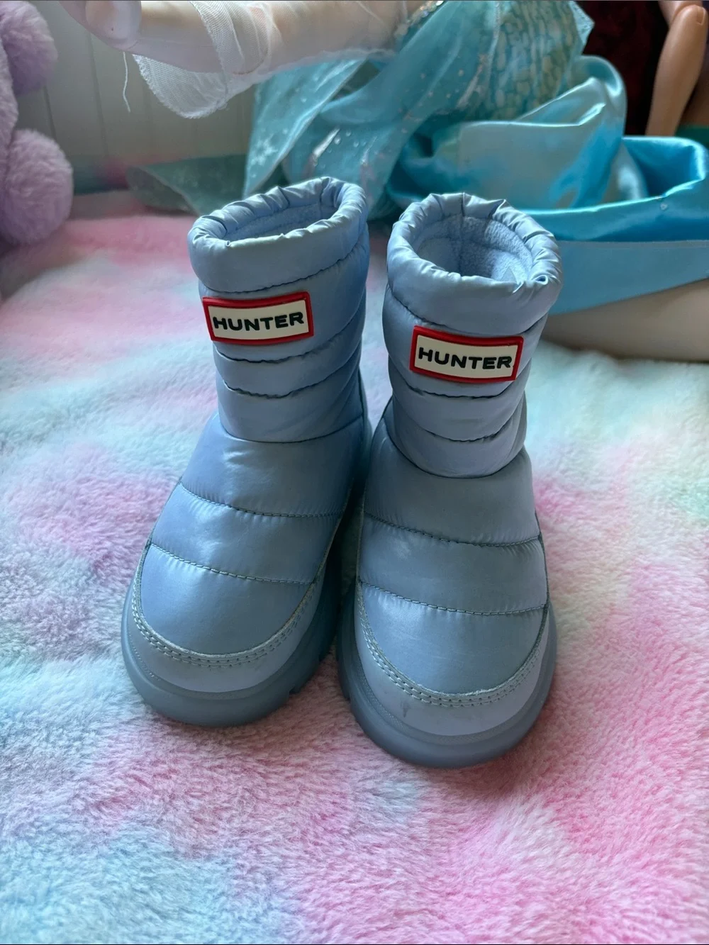 Hunter Light Blue Kids Puffer Boots